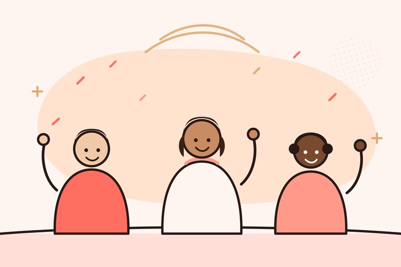 Illustration of three Coral Partners team members celebrating together