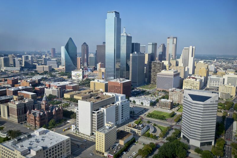Downtown Dallas, Texas skyline on a clear day