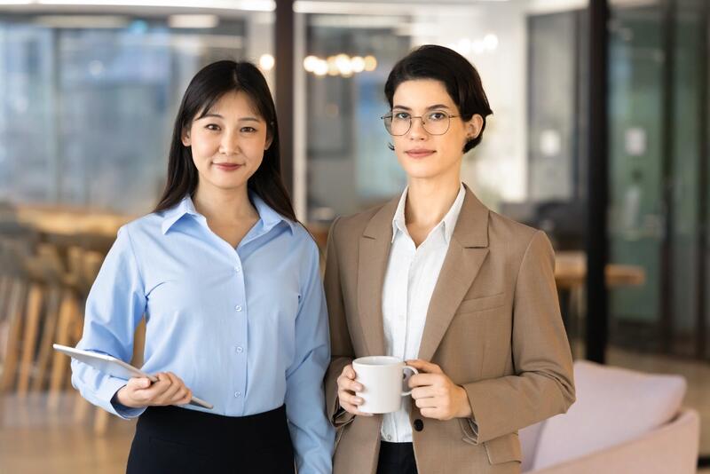 Team members collaborating in an office