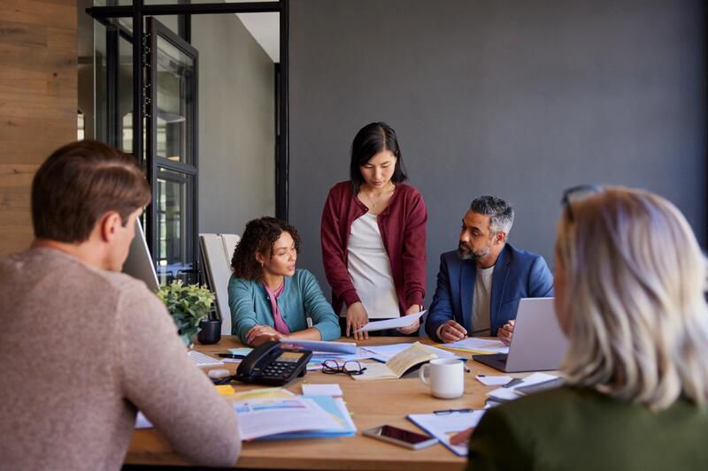 Team meeting around a conference table