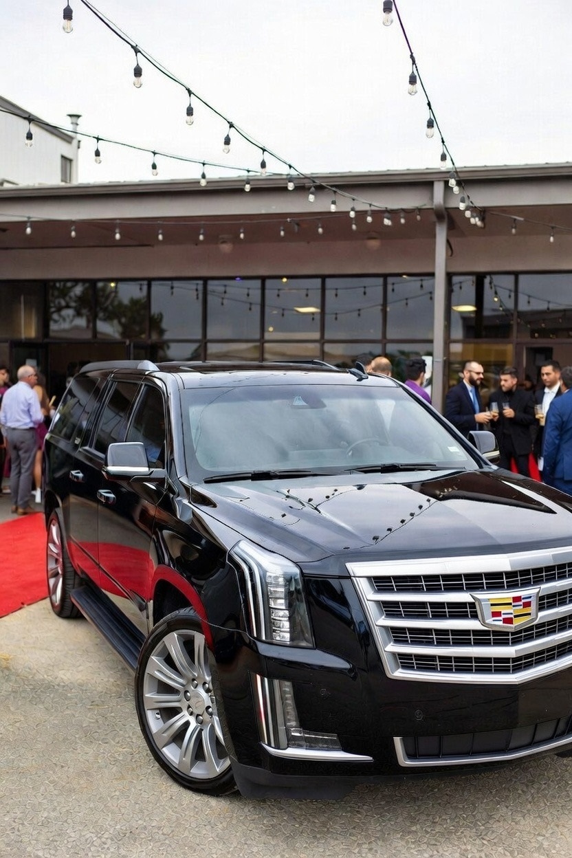 Cadillac Escalade arriving at a private party and social event